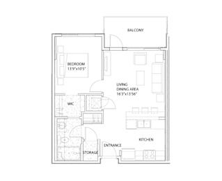 Nolan Hill One Bedroom Floor Plan