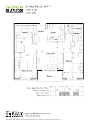A floor plan for a riverside apartment in Saginaw Park.