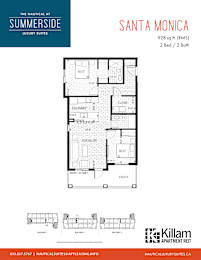 Santa Monica | 2 Bed + 2 Bath 928 Sq Ft. Floor Plan
