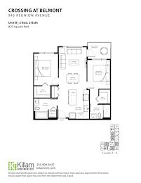 Crossing At Belmont Unit B: 2 Bedroom + 2 Bath Floor Plan