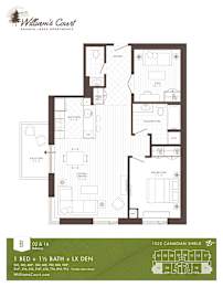 A floor plan for William's Court, aka Kanai Lakes Apartments, shows apartment layouts with one, two, and three bedrooms.