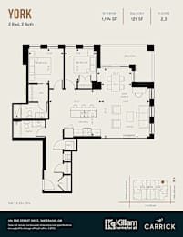 York 2 Bedroom + 2 Bath 1,194 SF