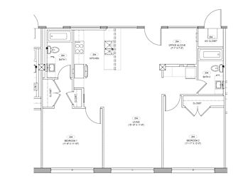 A floor plan of a house with labeled rooms and dimensions.