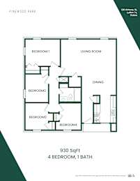 A floor plan of a 4 bedroom apartment.