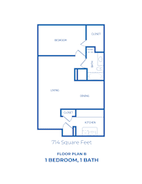 1 Bed, 1 Bath floorplan