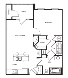 a floor plan of a house with a bedroom and a living room