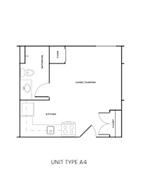 A drawing of a floor plan for a unit type A4.