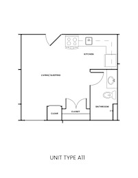 A drawing of a floor plan for a Unit Type A11.