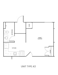 A drawing of a floor plan for a unit type A3.