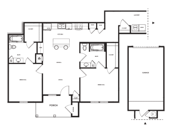a floor plan of a house showing the bedrooms and the living room