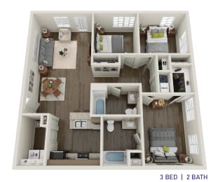 a 3d floor plan of a living room