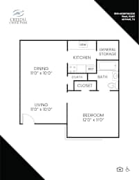 A floor plan for a Crystal Creek Park apartment in Biot, LA.