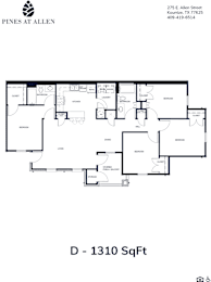 A floor plan for a property at Pines at Allen shows a total of 1310 square feet.