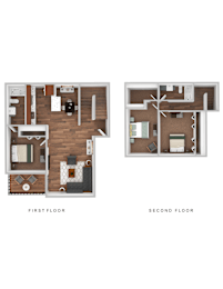 A diagram shows the layout of a two-story apartment.