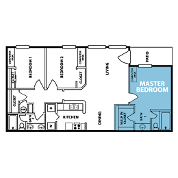 3 Bed 2 Bath Floor Plan at Collective on Riverside, Austin, TX