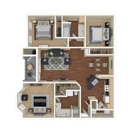 C1 Floor Plan at Whitney at the Heights, Houston, TX, 77008