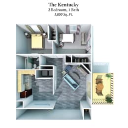 2 bed 1 bath D at 450 on Keeneland Apartments, Richmond, Kentucky