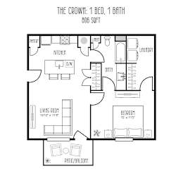 Crown Floor Plan at The Meridian on 32 Apartments, Ohio, 45103