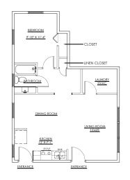a floor plan of a home with two bedrooms and two bathrooms at Ann Street Lofts, Mobile, AL