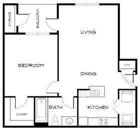 A1 Floor Plan at Villas at Bon Secour Apartments, Alabama, 36542