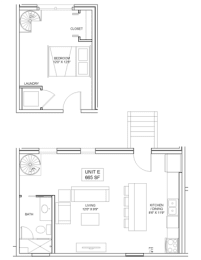 1 bedroom 1 bathroom Floor plan O at The Mobile Lofts, Mobile, AL, 36604