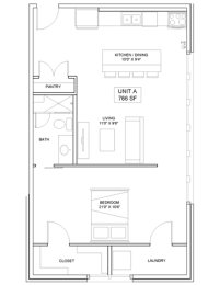 1 bedroom 1 bathroom Floor plan R at The Mobile Lofts, Mobile