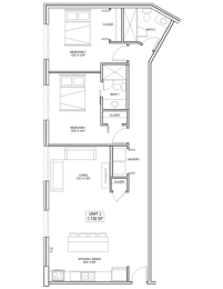 2 bedroom 2 bathroom Floor plan E at The Mobile Lofts, Mobile