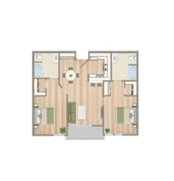 Floor Plan  A floor plan of a house with a central hallway and rooms surrounding it.