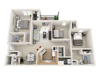 Clover Basin Village three bedroom 1110 sq ft floorplan
