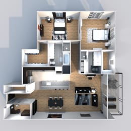 Austin apartment for rent staged floorplan with office
