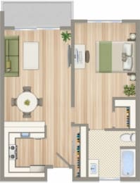 Floor Plan  1423 on 6th One Bedroom One Bathroom A Floorplan