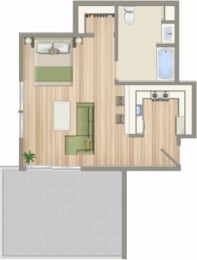 Floor Plan  1423 on 6th Studio Floorplan
