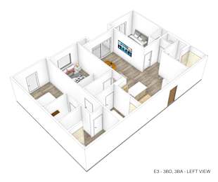 a floor plan of a home with a kitchen and a living room