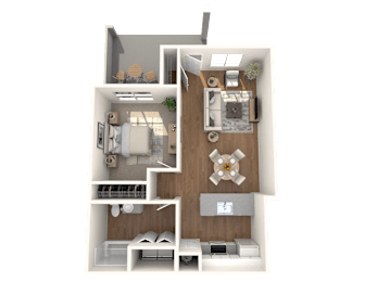 Los Pecos one bedroom one bathroom floorplan