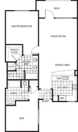 Floor Plan  Horizons at Calabasas 1Bed 2Bath + Den Plan B Floorplan