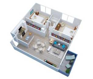 Milano Apartments 3D Two Bedroom One Bathroom Floor plan