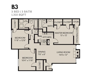 Oak Tree Village 3 Bedroom Floor Plan B3