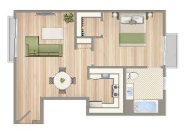 Floor Plan  1422 on 7th One Bedroom One Bathroom A Floorplan