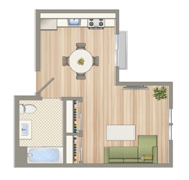 Floor Plan  1522 on 6th Studio Floorplan