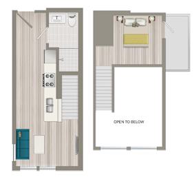 a floor plan of a home with a bedroom and a living room