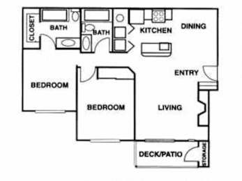 plan of a house with bedrooms and bathrooms and a living room