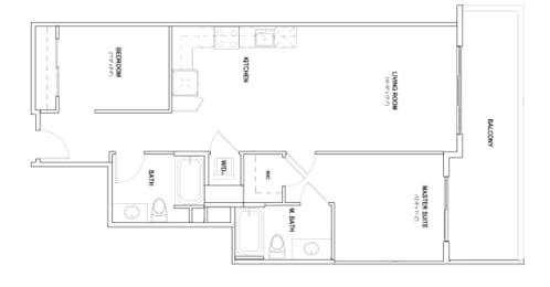 Burano Apartments 2D two bedroom two bathroom Floorplan