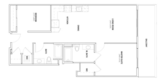 Burano Apartments 2D two bedroom two bathroom Floorplan
