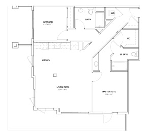 Burano Apartments 2D two bedroom two bathroom Floorplan