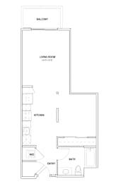 Burano Apartments 2D one bedroom one bathroom Floorplan
