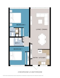 Floor Plan  Punahou Heights two and one and a half bath floorplan