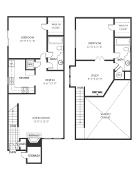 Floor Plan  Sevilla Apartments 2 bedroom 2 bathroom with loft floor plan