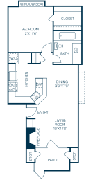 Trellis at Lake Highlands 1 Bedroom / 1 Bath Floorplan