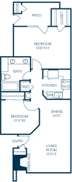 Trellis at Lake Highlands 2 Bedroom / 1 Bath B1 Floorplan