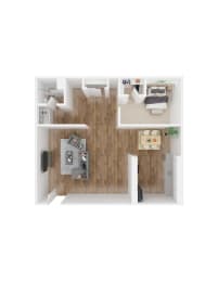 Floor Plan  University Commons 1 bedroom 1 bathroom floorplan image